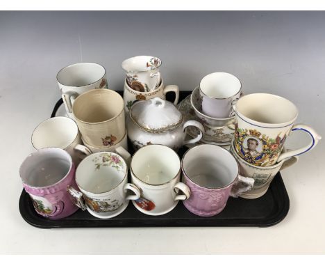Late 19th / early 20th century commemorative wares including a teapot etc