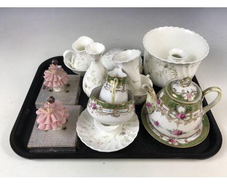 Noritake tea ware together with two small Dresden figurines and a quantity of Wedgwood Campion wares