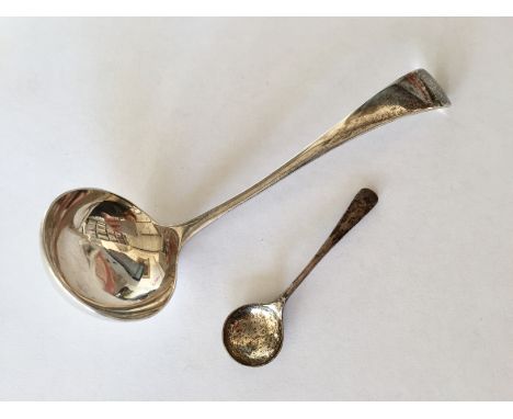 A George V silver sauce ladle, Sheffield, 1921, together with one further silver salt spoon, 34.9g