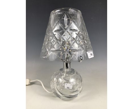 A modern cut glass table lamp and shade 