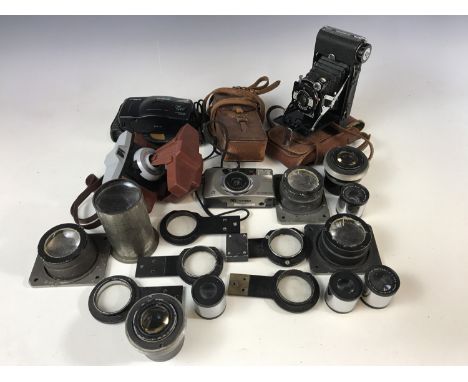 A Coronet 4.4 MK II camera together with a Kershaw Eight - 20 Penguin camera and various lenses