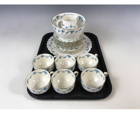 A gilt-enriched blue and white tea service 