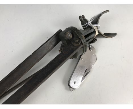 A 1941 British Army No 21 Mk V instrument tripod stand, together with a 1954 army issue clasp knife