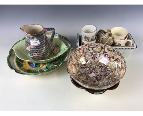 Early to mid 20th century ceramics including a Beswick fruit bowl, a Carltonware leaf bowl, a Tuscan Decoro bowl, a Maling bo