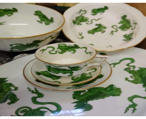 A Wedgwood green Chinese Tigers pattern tea and dinner service 2 boxes
