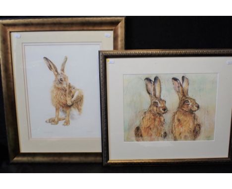 KATE WYATT: 'EADRIC &amp; EADGYD', TWO HARES, LIMITED EDITION PRINT 26/295 (with certificate) 30 x 40cm plus frame, with anot