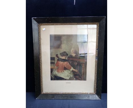 'THE CONCERT', AN EARLY 20TH CENTURY COLOUR PRINT framed 71 x 58cm overall