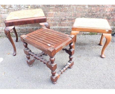 A STOOL, MADE FROM TIMBER FROM  H.M.S. 'BRITANNIA' labelled '...cadet training ship at Dartmouth 1869-1905', with a mahogany 