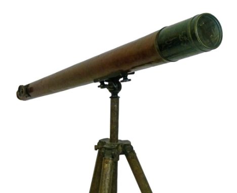 Militaria - Large World War I period T. Cooke & Sons Ltd leather bound naval/military issue tripod telescope marked T. Cooke 