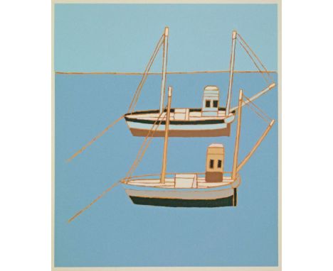 Bryan Pearce (1929-2007) - Screenprint - Two Boats, unsigned edition, 30.5cm x 25.5cm, unframed A.R.  Condition: Picture has 