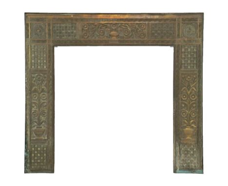 Manner of Thomas Jeckyll - Brass fire surround/insert decorated in the Aesthetic taste with stylised flowers and geometric mo