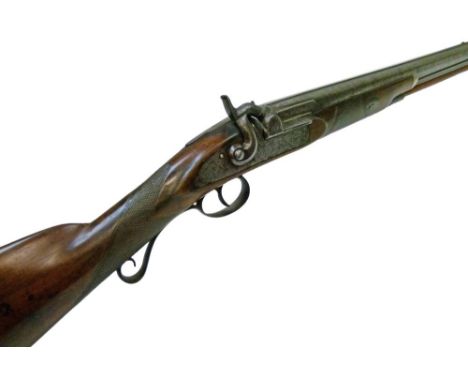 10 bore single barrel percussion sporting gun, round barrel 81.5cm with top rib, engraved tang, flat engraved lock and hammer