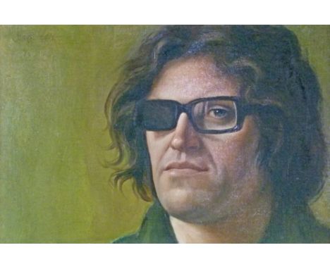 James Scrase (Contemporary) - Oil on board - Reflection Of The Artist, from a mirror in his studio in Florence as a student o