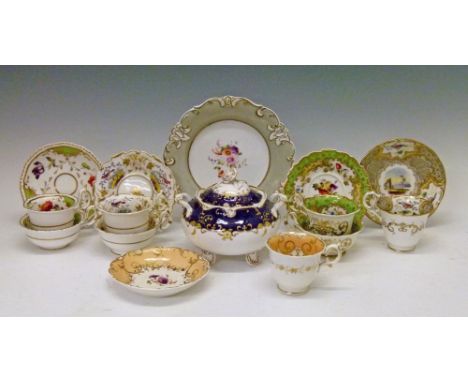 Collection of 19th Century H & R Daniel tableware comprising: three trios decorated with patterns 4237, 4319 and 4479, two co