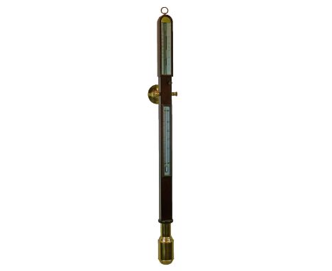 Reproduction brass mounted mahogany cased ship's stick barometer by Comitti of London, 92cm high  Condition: Please see extra