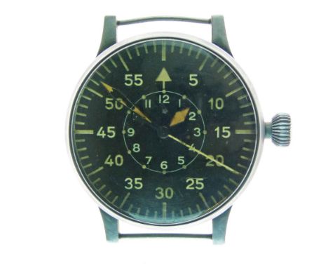 Laco, (Lacher & Co) - German Military Luftwaffe B.UHR Navigators Watch, ref: FL23883, the black dial with applied luminous ha