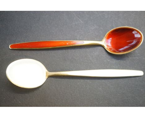 2x Norwegian David Anderson 925 Silver gilt enamel spoons 
