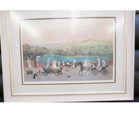 Helen Bradley large framed print signed in pencil with artist blind stamp 78 cm x 100 cm including frame 