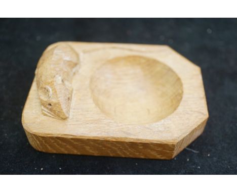 Carved oak ashtray in the style of Robert Mouseman Thompson