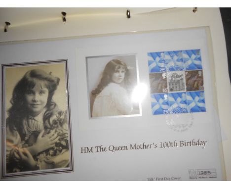 The Lady of the Century 2 albums celebrating Queen Mother, coin cvrs and stamp sets incl £5 note cvr