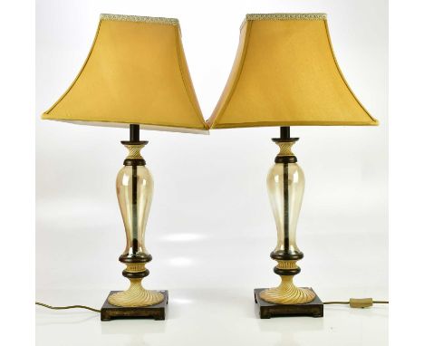 A pair of decorative modern glass and bronze effect table lamps, height including fitting 54cm (2).Condition Report: The item