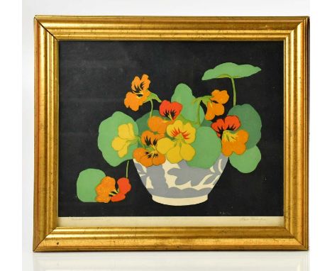 HALL THORPE; pencil signed print, 'Nasturtiums', signed lower right, 24.5 x 29cm, framed and glazed.
