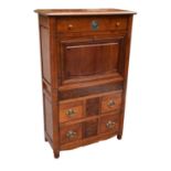 A modern escritoire with single drawer above pull-down door enclosing fitted interior and two
