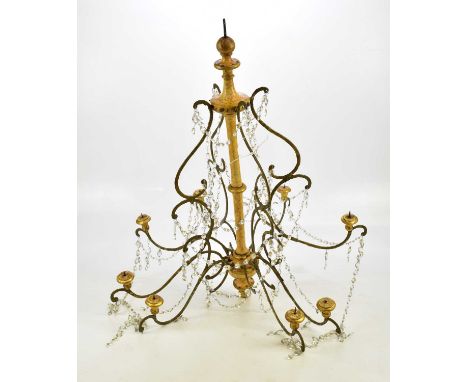 A decorative Italian eight branch ceiling light with glass droplets, height 80cm.Condition Report: The item or items in this 