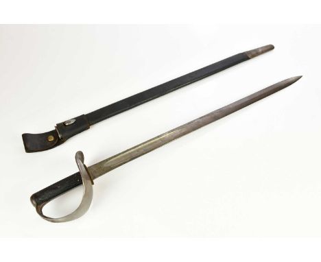 A 1900 pattern naval cutlass, the 70cm Wilkinson blade stamped with a military arrow, crown above ‘35’ and initial ‘W’, steel