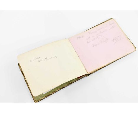 FORMULA ONE (F1) INTEREST; a leather autograph album containing various signatures, including Giuseppe Farina (the first ever