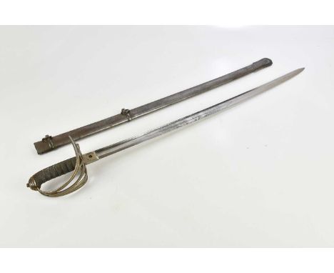 A Victorian 1845 pattern officer's dress sword, with shagreen grip and Henry Wilkinson blade, length of blade 83cm, with scab