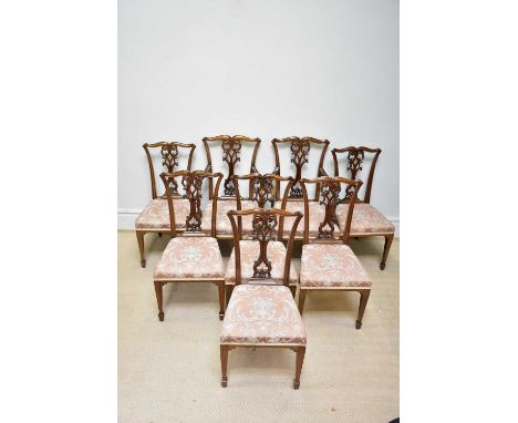 A set of eight early 20th century mahogany Chippendale style dining chairs (6+2). 