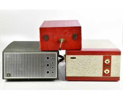 EKCO; a portable record player, a Decca portable gramophone and a Pilot record player (3).