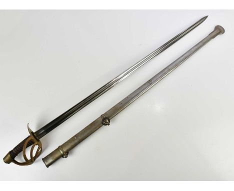 An early 19th century French XI model cuirassier's sword, signed and dated 1812 to back of blade, impressed stamps to cage an