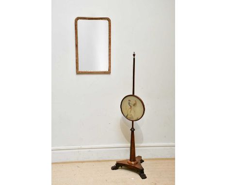A 19th century rosewood pole screen with needlework circular panel depicting two pheasants, on claw feet, height 151cm, and a