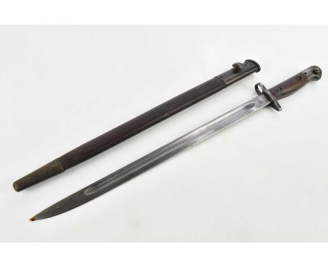 A WWII Lee Enfield 1907/pattern bayonet, dated 1942, with scabbard.