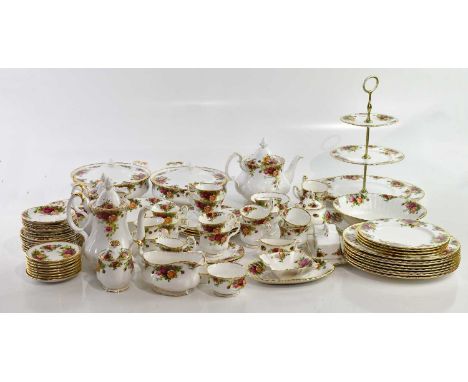 ROYAL ALBERT; an extensive part tea and dinner service in the 'Old Country Roses' pattern.Condition Report: Large and medium 