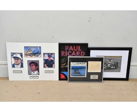 FORMULA ONE (F1) INTEREST; a collection of autographs including Niki Lauda, a montage signed by Graham Hill 1929-1979, former