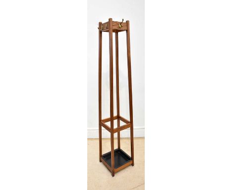 An oak coat stand, of tapering square form, height 184cm.