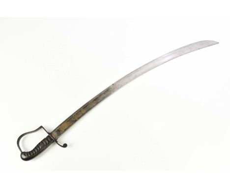 A 1796 pattern Light Cavalry Officer’s Sword, the 81cm blade blued and gilt with GR cypher and other insignia, wire mound gri