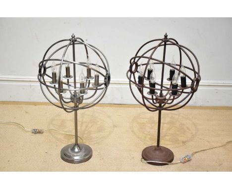 TIMOTHY OULTON; a pair of gyro table lamps, height 72cm.Condition Report: The item or items in this lot are sold as decorativ
