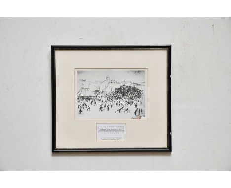HAROLD FRANCIS RILEY DL DLITT FRCS DFA ATC (1934-2023); ink signed print, a drawing from a sketchbook, 'A visit to a fair nea