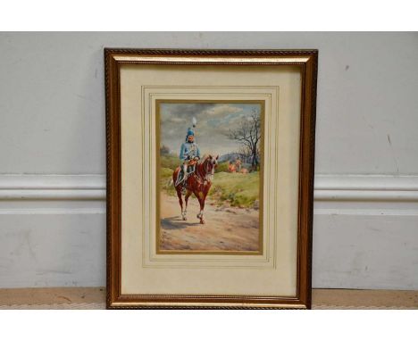 EDGAR ALFRED HOLLOWAY (1870-1941), watercolour, 7th Light Dragoons, signed lower left, 26 x 17cm, framed and glazed.Condition