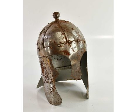 A reproduction steel medieval style helmet, height 36cm.