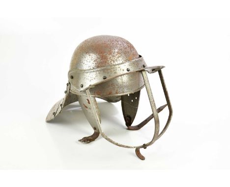 A reproduction Civil War lobster helmet, with one piece skull and four section tail.