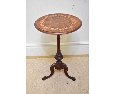 A late Victorian inlaid walnut tripod occasional table, height 71cm.Condition Report: Very light surface scratches and wear, 