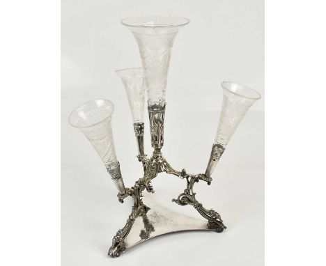 A 19th century silver plated epergne, height 39cm.