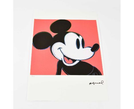 AFTER ANDY WARHOL (1928-1987); lithograph on wove arches paper (watermarked) with deckled edges, 'Mickey Mouse (red)', publis