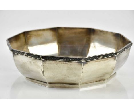 HMS HOOD; a hallmarked silver presentation bowl engraved ‘From the Gun Room Officers HMS Hood July 2nd 1928', Walker &amp; Ha