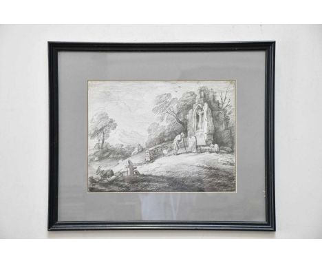 THOMAS GAINSBOROUGH (1727-1788); soft ground etching, 'Wooded Churchyard', circa 1780, good impression of the second state (o